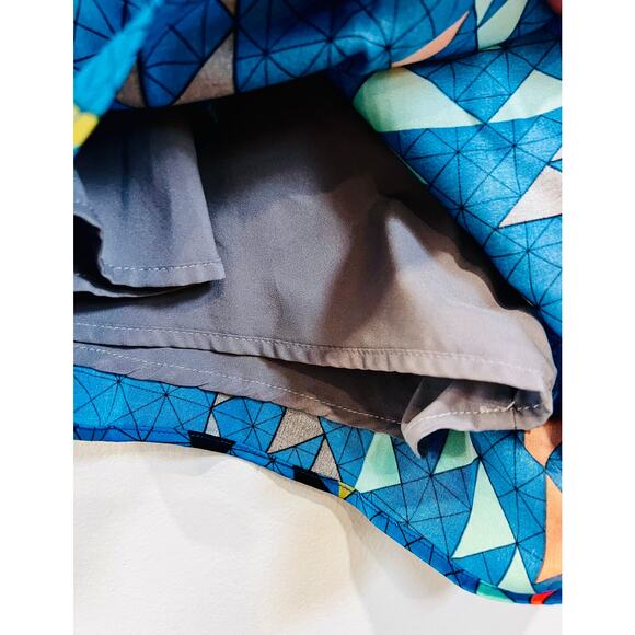 Size 2- MARA HOFFMAN Blue & Multi Silk Geometric Strapless Romper - Retail: $400 - Picture 5 of 6